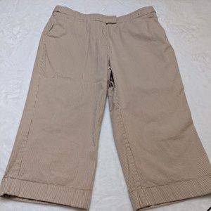 New York Co. Stretch Size 12 White And Cream Striped Capris